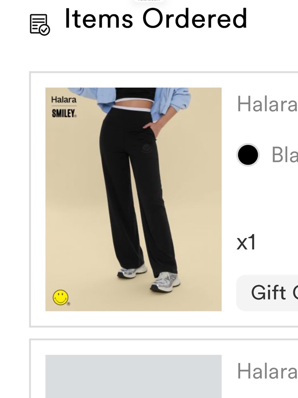 HALARA Black Wide-Leg Smiley Track Pants